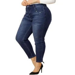Agnes Orinda Women's Plus Size Denim Mid-Rise Stretch Washed Skinny Jeans -Cheap Clad Fine Store GUEST e6c476c1 1070 4102 a60e d9b2abad1cf5