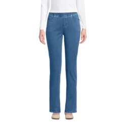 Lands' End Women's Starfish Mid Rise Pull On Knit Denim Straight Jeans -Cheap Clad Fine Store GUEST e72305ce edb2 45bd 8de9 59fb07e65448