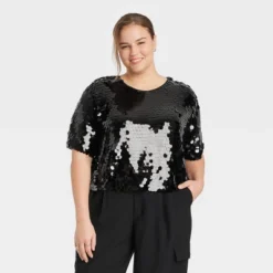 Women's Short Sleeve Paillettes - A New Day™ -Cheap Clad Fine Store GUEST e88d1e17 46b4 4283 a1ae 0ba56ac770b5