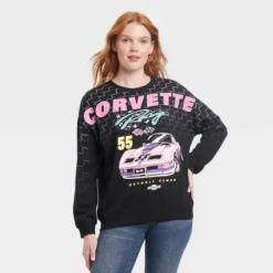 Women's Corvette Racing Cozy Graphic Sweatshirt - Black -Cheap Clad Fine Store GUEST e8c65faa 30e2 4cde ab90 53c717f8daf2