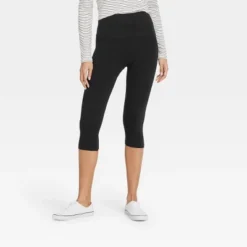 Women's High-Waist Cotton Blend Seamless Capri Leggings - A New Day™ -Cheap Clad Fine Store GUEST e8f66b6a 177a 43cc 834c af817ccf7c37