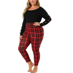 Agnes Orinda Women's Plus Size Check Leggings Stretch Festive Glen Plaid Skinny Pants -Cheap Clad Fine Store GUEST efc75143 d883 409a bfb2 97666cc03ce5
