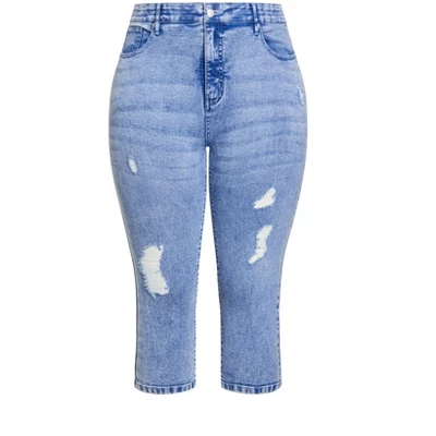 Women's Plus Size Holly Crop Ripped Jean - Light Wash | AVEOLOGY 4 Women's Plus Size Holly Crop Ripped Jean - Light Wash | AVEOLOGY - Image 2