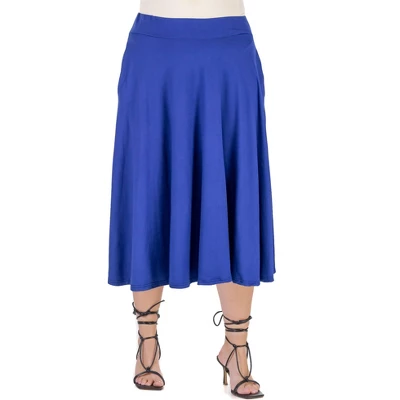 24seven Comfort Apparel Elastic Waist Pleated Pocket Plus Size Midi Skirt 8 24seven Comfort Apparel Elastic Waist Pleated Pocket Plus Size Midi Skirt - Image 6