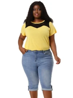 Agnes Orinda Women's Plus Size Mid-Rise Curvy Skinny Stretch Denim Jean Capri -Cheap Clad Fine Store GUEST f5cebf79 95da 4ffb a2bc e5aae2b1751c