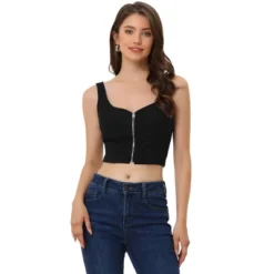 Allegra K Women's Sleeveless Spaghetti Strap Zip-Up Front Cami Tank Tops -Cheap Clad Fine Store GUEST f6c2085c 2ef3 4ddf 8ccc 79a6db5937ef