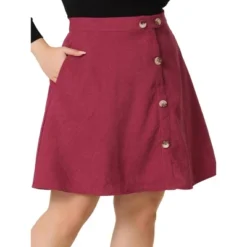 Agnes Orinda Women's Plus Size Corduroy Button Mid-Rise A-Line Mini Skirts -Cheap Clad Fine Store GUEST fa2bfbea 4c3f 4f1c 860b 0229cf9fe1f1