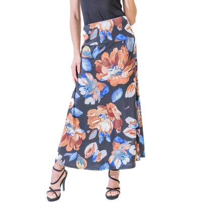 Womens Floral Elastic Waistband Maxi Skirt 6 Womens Floral Elastic Waistband Maxi Skirt - Image 4