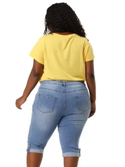 Agnes Orinda Women's Plus Size Mid-Rise Curvy Skinny Stretch Denim Jean Capri -Cheap Clad Fine Store GUEST fc0489b1 8846 44ec ad01 8dc14f475823