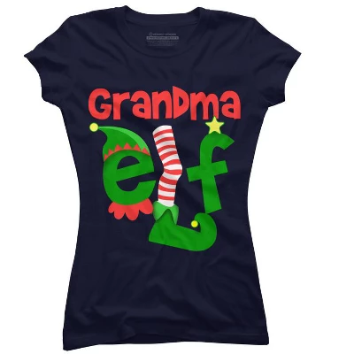Junior's Design By Humans Grandma Elf Christmas By Personalized T-Shirt 7 Junior's Design By Humans Grandma Elf Christmas By Personalized T-Shirt - Image 5