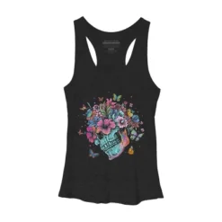 Women's Design By Humans Floral Butterfly Skull Funny Halloween Costume Hippie Flower By JeilJersey Racerback Tank Top -Cheap Clad Fine Store GUEST fe5791dd 776b 4176 a6d2 55853b0cce0c