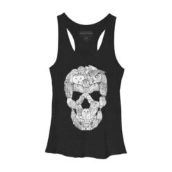 Women's Design By Humans Sketchy Owl Skull By Dinny Racerback Tank Top -Cheap Clad Fine Store GUEST ff67d6ba b412 4968 9344 e97d8c868600