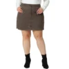 Agnes Orinda Women's Plus Size Faux Suede Button Up High Waist Mini Skirts With Pockets